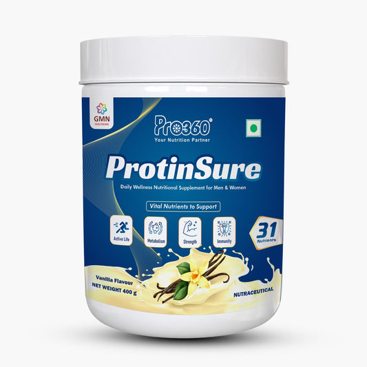 Pro360 ProtinSure Protein Powder Nutritional Supplement for Daily Wellness for Men and Women - Vanilla flavour 400g