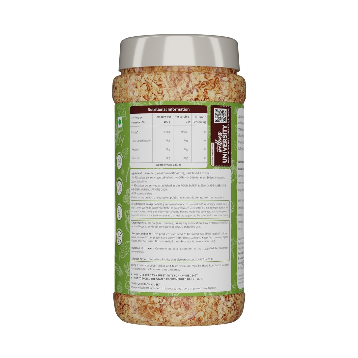 Neuherbs Jasmine Flower Tea 30g (Pack of 1) | Promote Calmness and Relaxation | 100% Clean, Natural & Pure | Rich in Antioxidant | Caffeine Free Tea