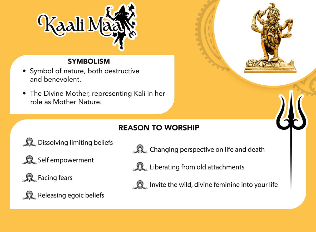 100% Pure Brass MATA Rani Murti (Size: 11 cm) | Kali Maa Idol for Car Dashboard, Pooja Room, Home Decor & Office Desk | Maa Kaali Goddess Idol | Kali MATA Murti for Home