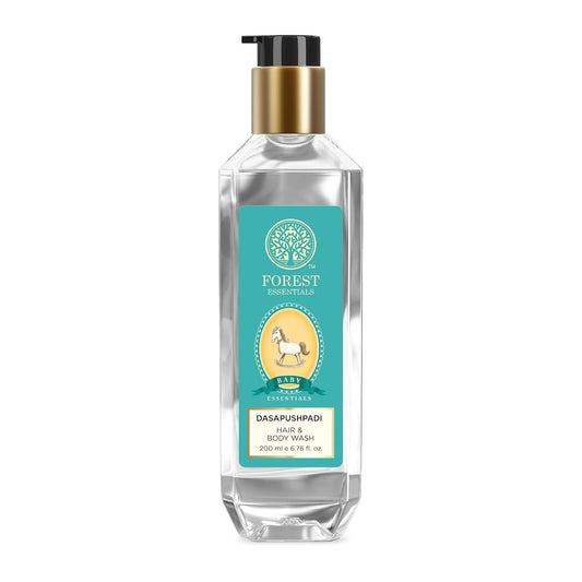 Forest Essentials Baby Hair & Body Wash with 10 herbs specially for baby care to gently cleanse & replenish delicate skin | Sulphate & Paraben Free