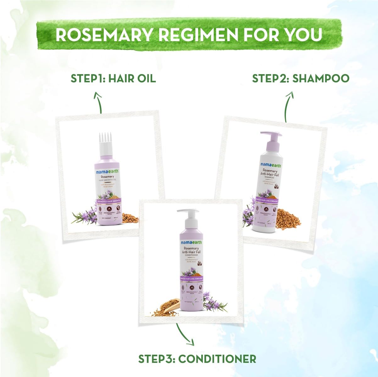 Mamaearth Rosemary Anti Hair Fall Conditioner with Rosemary & Methi Dana for Reducing Hair Loss & Breakage | Up to 94% Stronger Hair* | Up to 93% Less Hair Fall* | For Men & Women | 250 ml