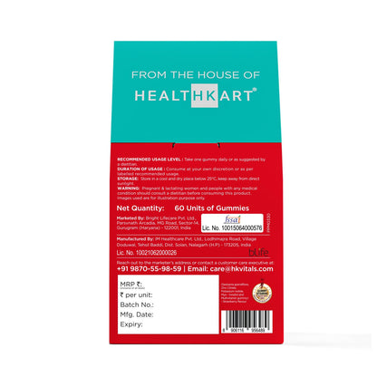HealthKart HK Vitals Hair Strength (Strawberry, 60 Biotin Gummies) | With Zinc, Vitamin C, A, and E, Vegan, Gluten Free | For Healthier Skin, Hair, and Nails