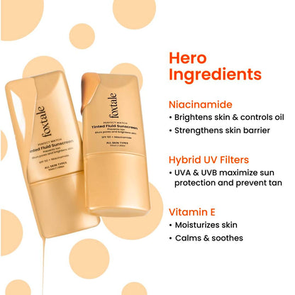 Foxtale SPF 50 Tinted Sunscreen PA++++ - Nude | Niacinamide & Vitamin E | UVA/UVB Protection + BB Cream + Foundation in 1 | Blurs Pores, Evens Tone, Non-Oily Glow | Suitable for All Skin Types | 50ml