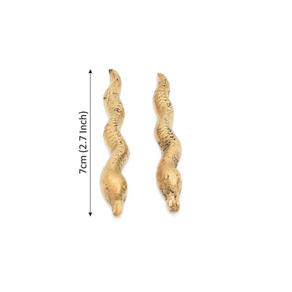 Brass Animal Naag Nagin Sculpture Statue Handcrafted Decorative Showpiece Idol for Home, Office Dcor (Length : 6.5cm Length | Weight : 38gm Per Pair Approxe)