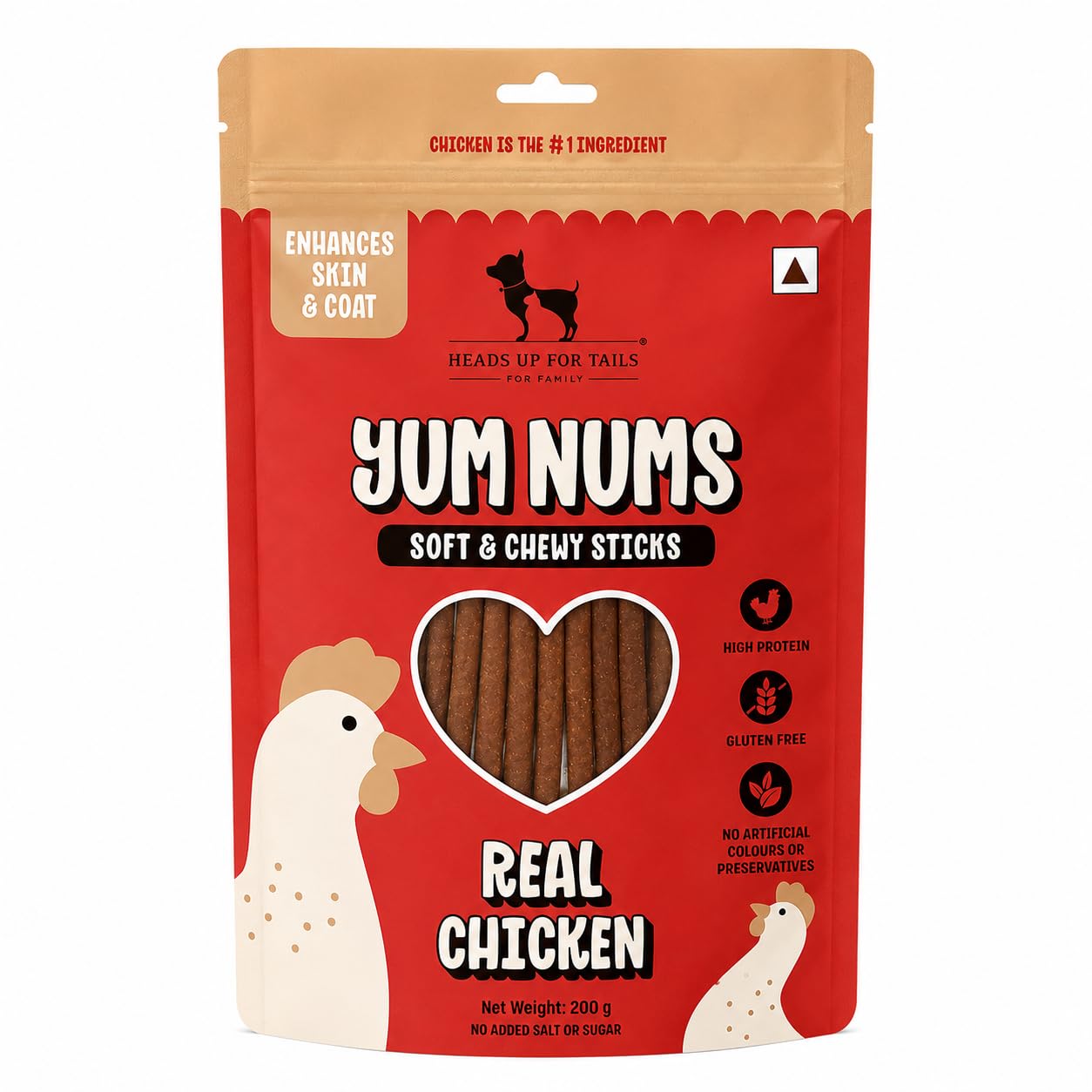 Yum Nums by HUFT Soft & Chewy Sticks - 200 gm | Real Chicken | Dog Training Treats | Healthy Dog Snacks | Dog Treats for Puppies & Adults | Pet Chews & Tasty Rewards