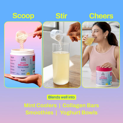 Chicnutrix Marine Collagen Supplements Powder for Women & Men | 8000mg Japanese Marine Collagen Peptides, AstaReal Astaxanthin | Zero Sugar, Fast Absorption & No Fishy Aftertaste | Lemonade Flavour