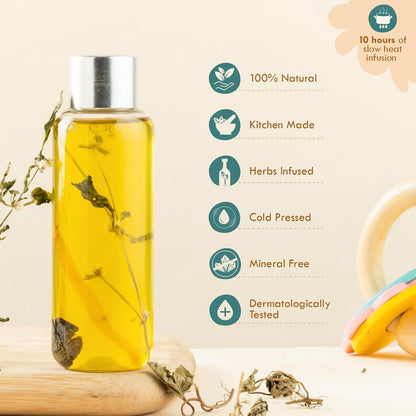 Nat Habit Summer Baby Hair Oil for Kids 0-5 Years | Ayurvedic Hair Oil for Baby with Brahmi, Matsyakshi & Dasabuti | Baby Hair Growth Oil with Desi Ghee & Cold Pressed Oils | Cools Body, Aids Sleep, 110ml