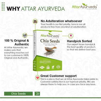 Attar Ayurveda Chia Seeds 250 gm - For Weight Management and Eating | Pure and Natural | Preservative-free | Non-GMO | Clean and Sorted | Rich in Calcium, Protein, Omega-3 & Fibre |