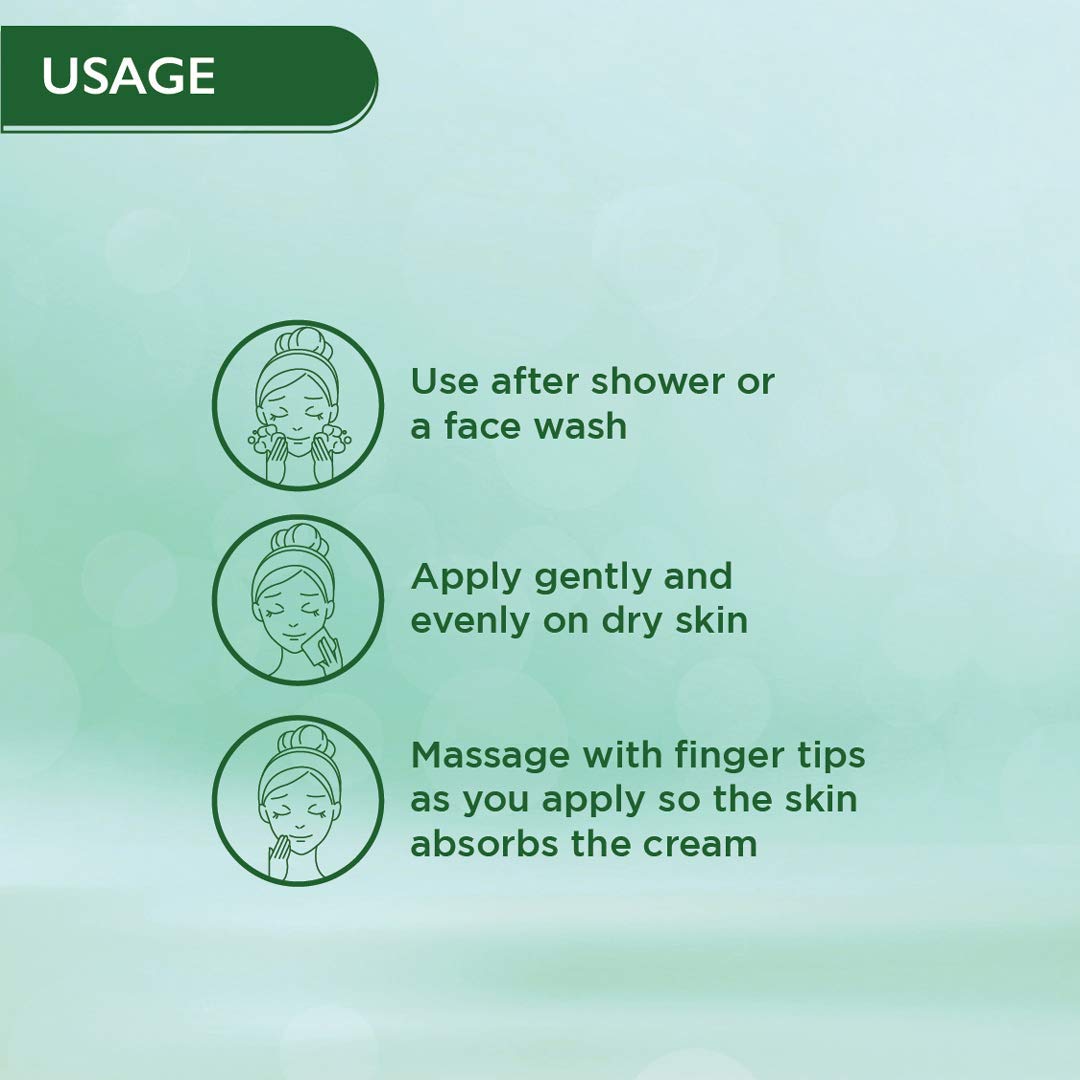 Instructions for using a skincare product on a green background