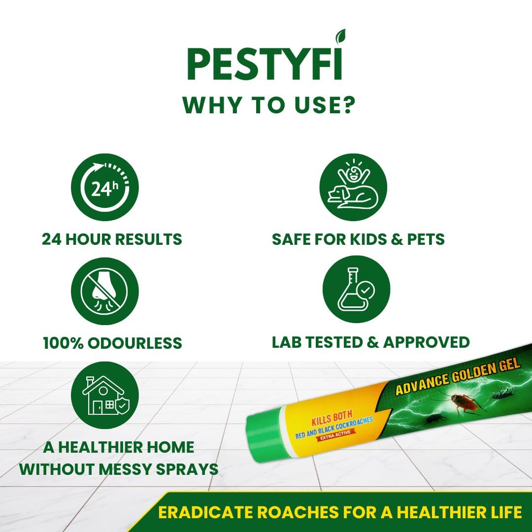 Advance Golden Gel Cockroach Killer 50g | Herbal, Non-Toxic, Odourless | Child & Pet Safe | Long-Lasting | Indoor & Outdoor Safe | Safe for Home & Travel Friendly