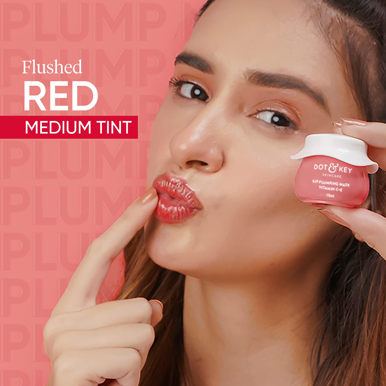 Zephivo DOT & KEY Dot&Key Lip Plumping Mask With Shea Butter&Vitamin C + E For Naturally Glowing Lips|Smoothes Flaky&Dry Lips|Lip Mask For Soft,Smooth&Plump Lips|(Lingonberry)|15Ml
