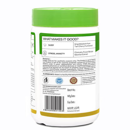 Oziva Magnesium Melatonin For Stress, Anxiety & Sleep | With Bacopa Monnieri Extract | Non-Addictive, Non-Habit Forming | 60 Vegetarian Tablets