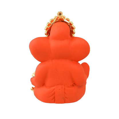 Ganesh Idol Murti Statue for Car Dashboard Gift Ceramic Terracotta Gold Plated Gift for Ganpati Festival Ganesha Idol for Gifts, Showpiece for Home Pooja Room Diwali Decoration.