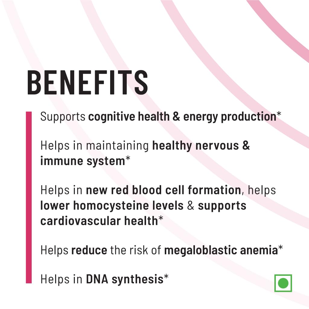 Zephivo Unived Basics B12+Folate | Vitamin B12 (Methylcobalamin) with 5-MTHF BioAvailable Folate | Essential for Vegan & Vegetarians | 60 Vegan Capsules
