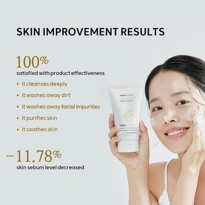 THANKYOU FARMER Rice Pure Clay Mask to Foam Cleanser (150ml) 2-in-1 Korean Rice Face Mask & Foam Face Wash For Deep Cleansing, Pore Care, Sebum Control, Blackhead Removal & Skin Brightening