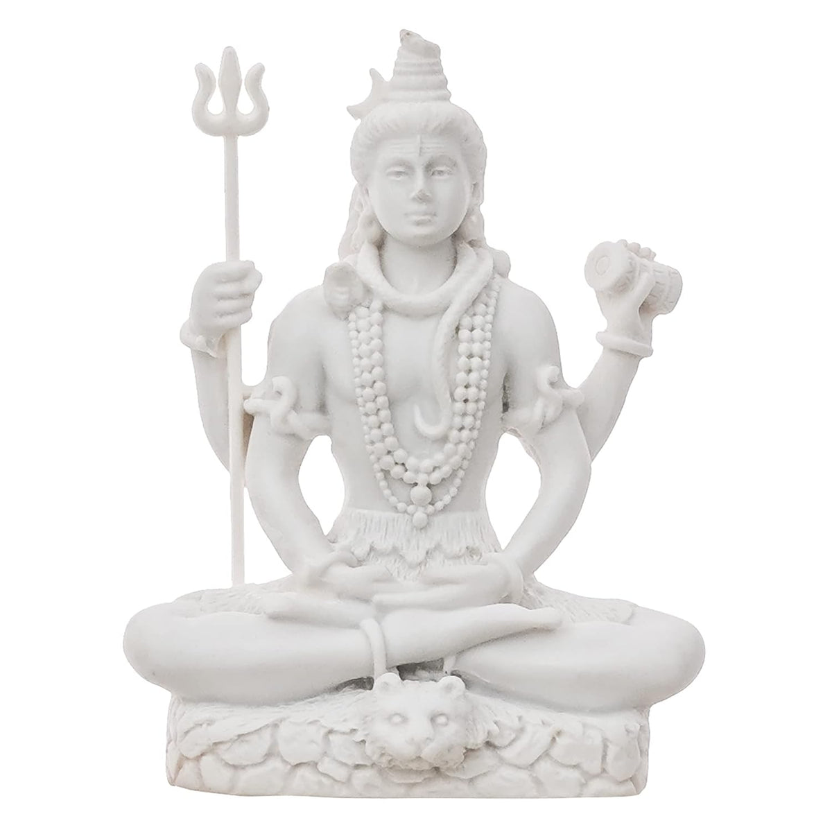 eCraftIndia White Resin Meditating Lord Shiva Statue | Lord Shiva Idol for Home Decor Pooja Room Office Car Dashboard | Shiv Murti | Shiv Idol Gift for Diwali Housewarming Maha Shivratri Birthday