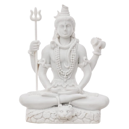 eCraftIndia White Resin Meditating Lord Shiva Statue | Lord Shiva Idol for Home Decor Pooja Room Office Car Dashboard | Shiv Murti | Shiv Idol Gift for Diwali Housewarming Maha Shivratri Birthday