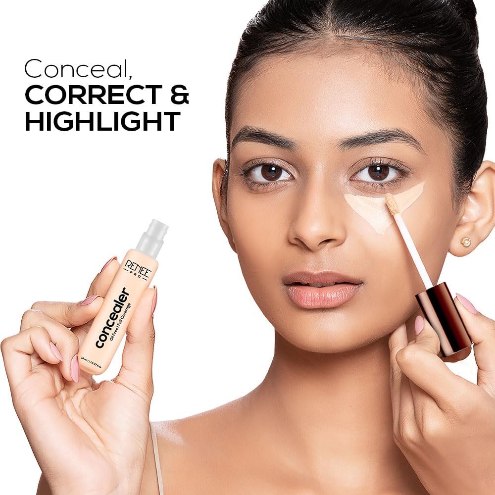 RENEE PRO Liquid Concealer - Cookie, Lightweight, Full Coverage, Long-Lasting, Buildable. Seamlessly Hides Blemishes & Dark Spots for Natural Finish. Infused with Vitamin A & Niacinamide 14ml
