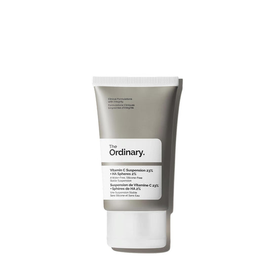 Skincare tube labeled 'The Ordinary' on a white background
