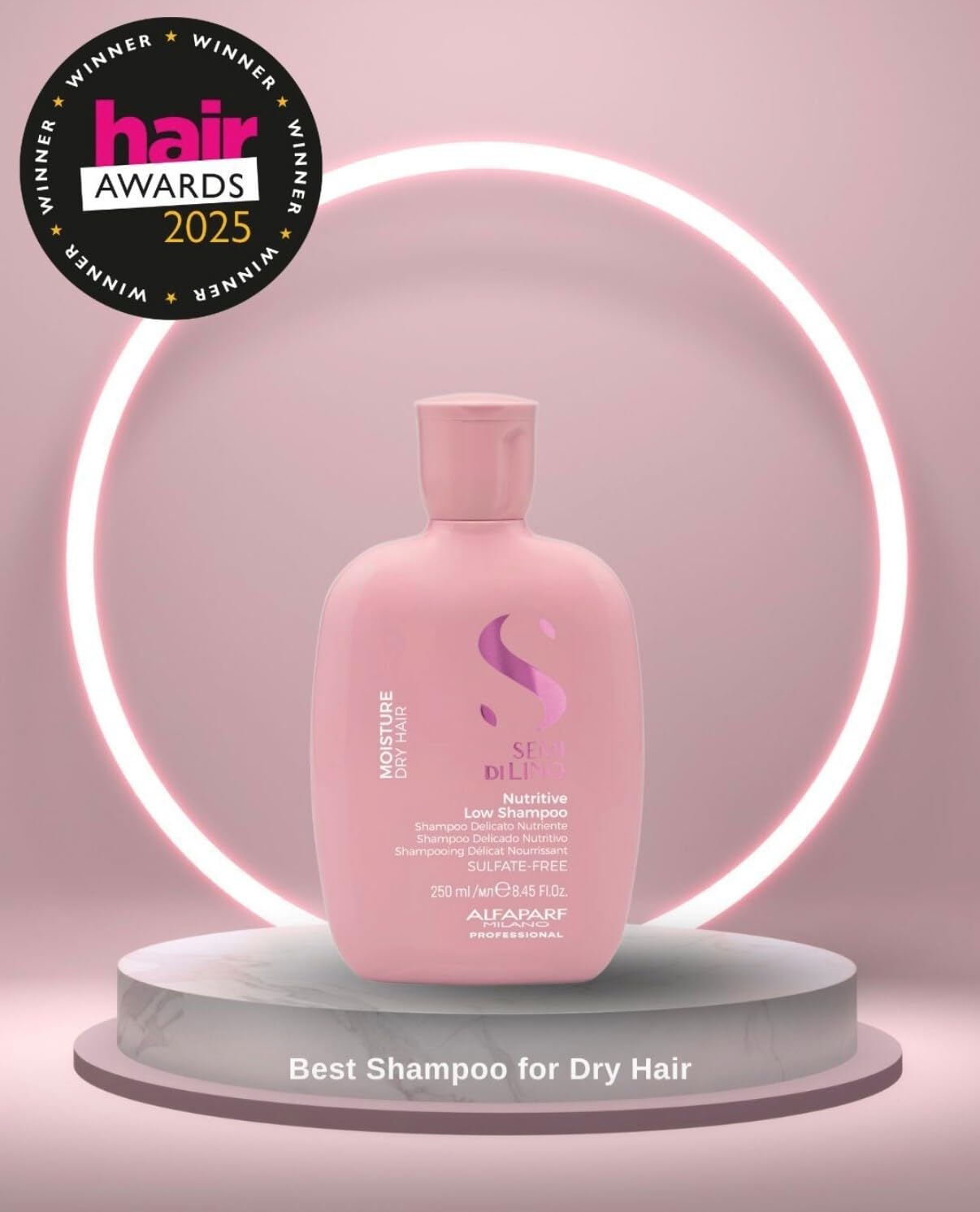 ALFAPARF MILANO Professional Moisture Nutritive Shampoo For Dry & Frizzy Hair - Sufate, Paraben And Paraffin Free, Treated Hair With Vitamin E, Repairs Frizzy Hair (250Ml)