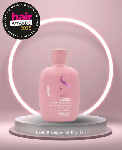 ALFAPARF MILANO Professional Moisture Nutritive Shampoo For Dry & Frizzy Hair - Sufate, Paraben And Paraffin Free, Treated Hair With Vitamin E, Repairs Frizzy Hair (250Ml)