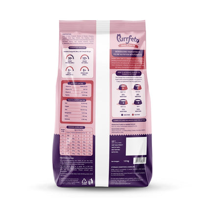 Purrfeto Kitten Dry Cat Food | Chicken & Ocean Fish | 1.2 kg | 40% Reduction in Urinary Track Diseases |Promotes Brain & Vision Development | Enhances Immunity | Improves Digestive Health