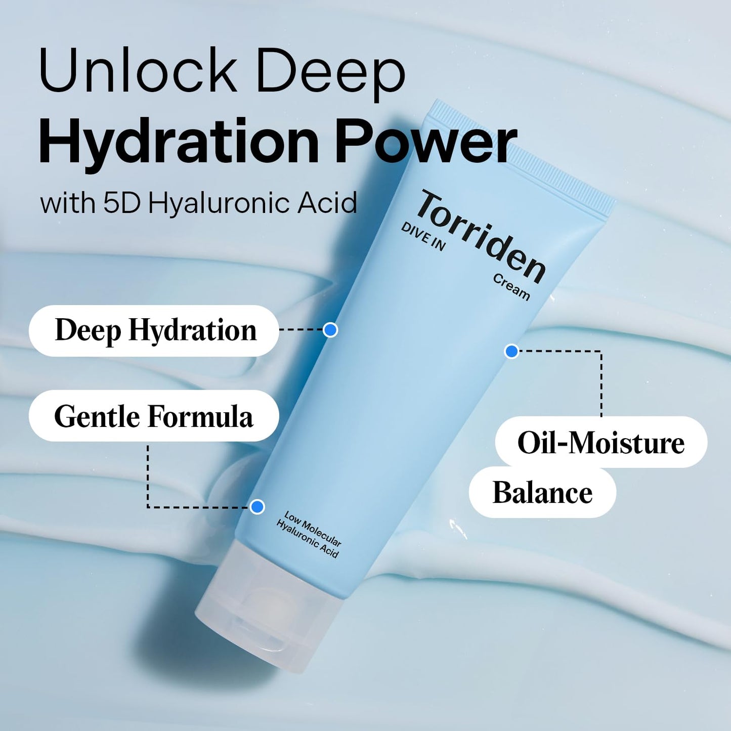 Torriden Dive In Cream (80ml) | Deep Hydrating Korean Face Moisturizer with 5D Hyaluronic Acid, Panthenol & Allantoin | Locks in Moisture, Soothes & Plumps Dry, Dehydrated Skin | Vegan & Cruelty Free