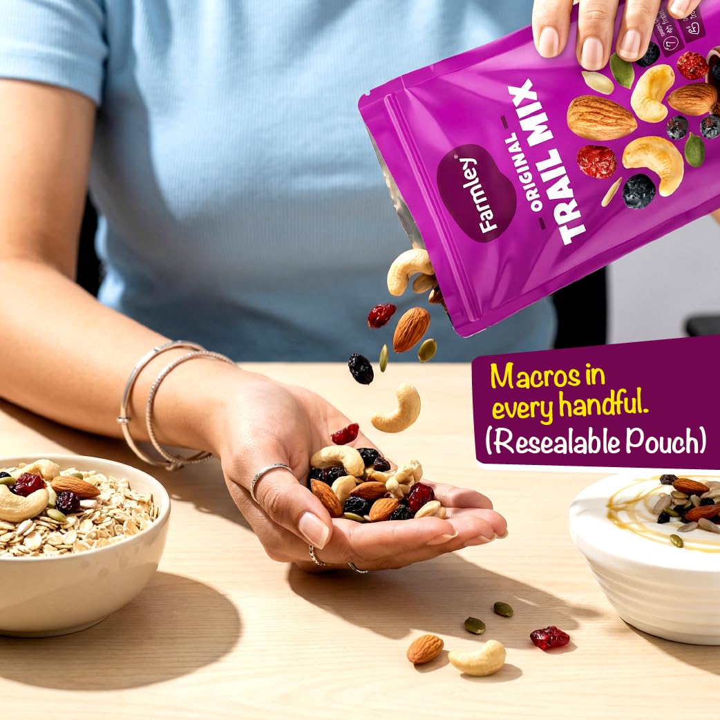 Farmley Trail Mix,160g | 7 Superfood in 1 Mixes | Dry Fruits Contains Almonds, Cashews, Blueberries, Blackcurrant, Pumpkin & Sunflower Seeds