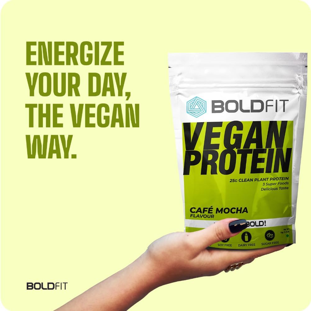 Boldfit Plant Based Protein Powder For Men & Women - Vegan Plant Protein Powder For Men & Women - Supports Metabolism, Immunity & Antioxidant - Cafe Mocha 1kg