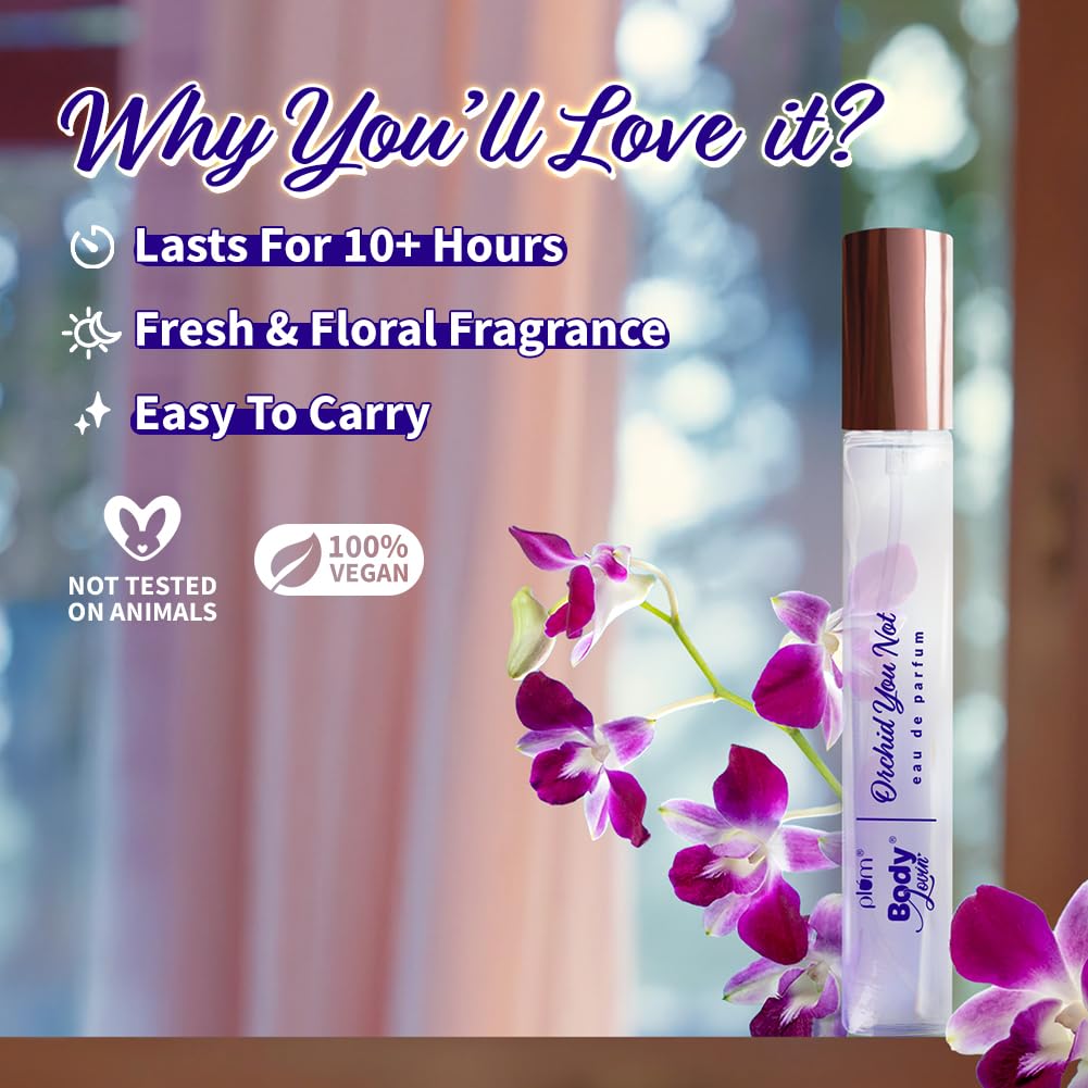 Plum BodyLovin' Orchid-You-Not Perfume | Long Lasting & Premium Fresh Floral Fragrance | Luxury Perfume For Women | Red Apple, Freesia & Musk Notes | Travel-Friendly | High On Fun (15 ml)