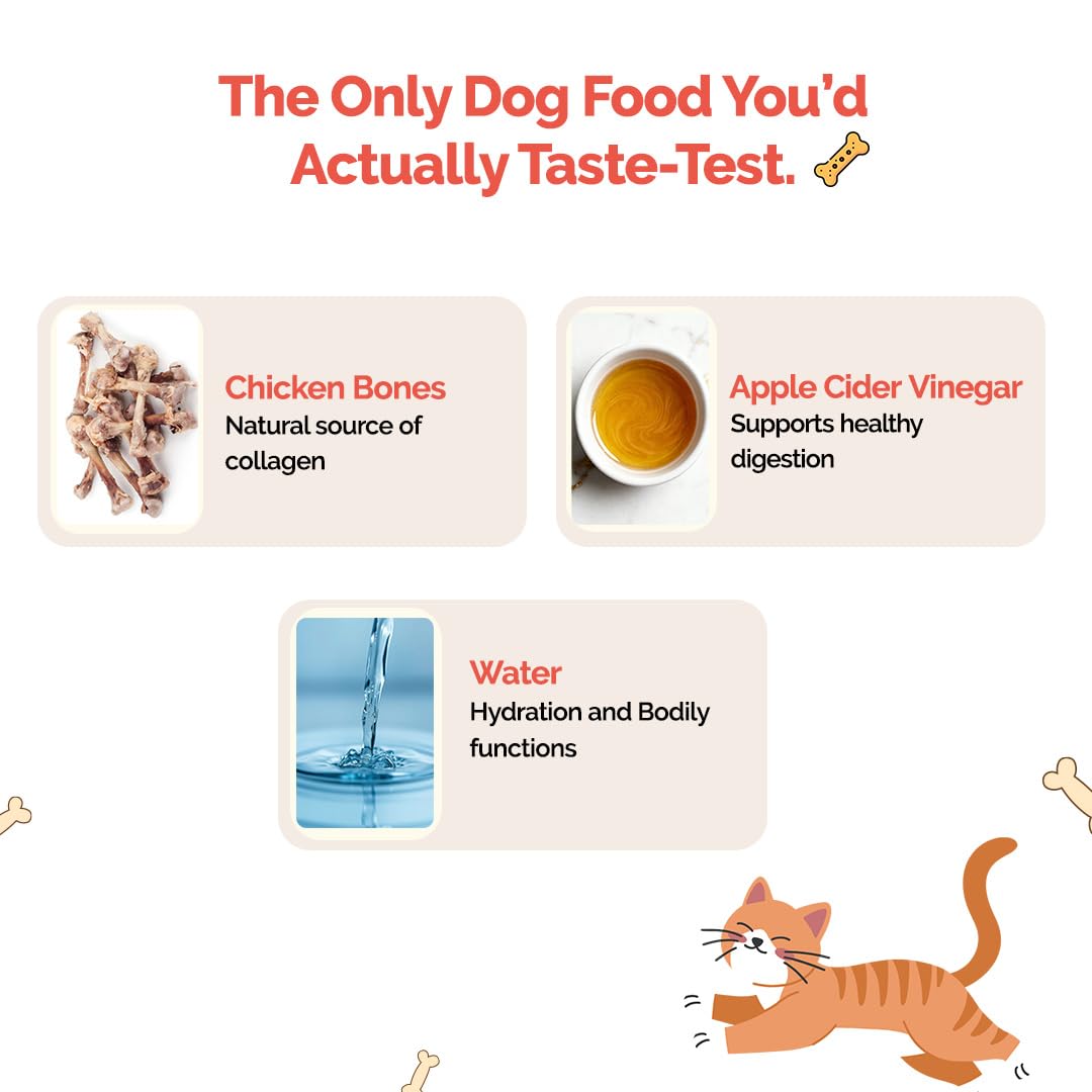 Goofy Tails Chicken Bone Broth for Cats 100 ml (100ml X 1 Pack), Human Grade, Preservative Free, Gut Friendly Cat Food Topper, Cat Supplements with Natural Collagen
