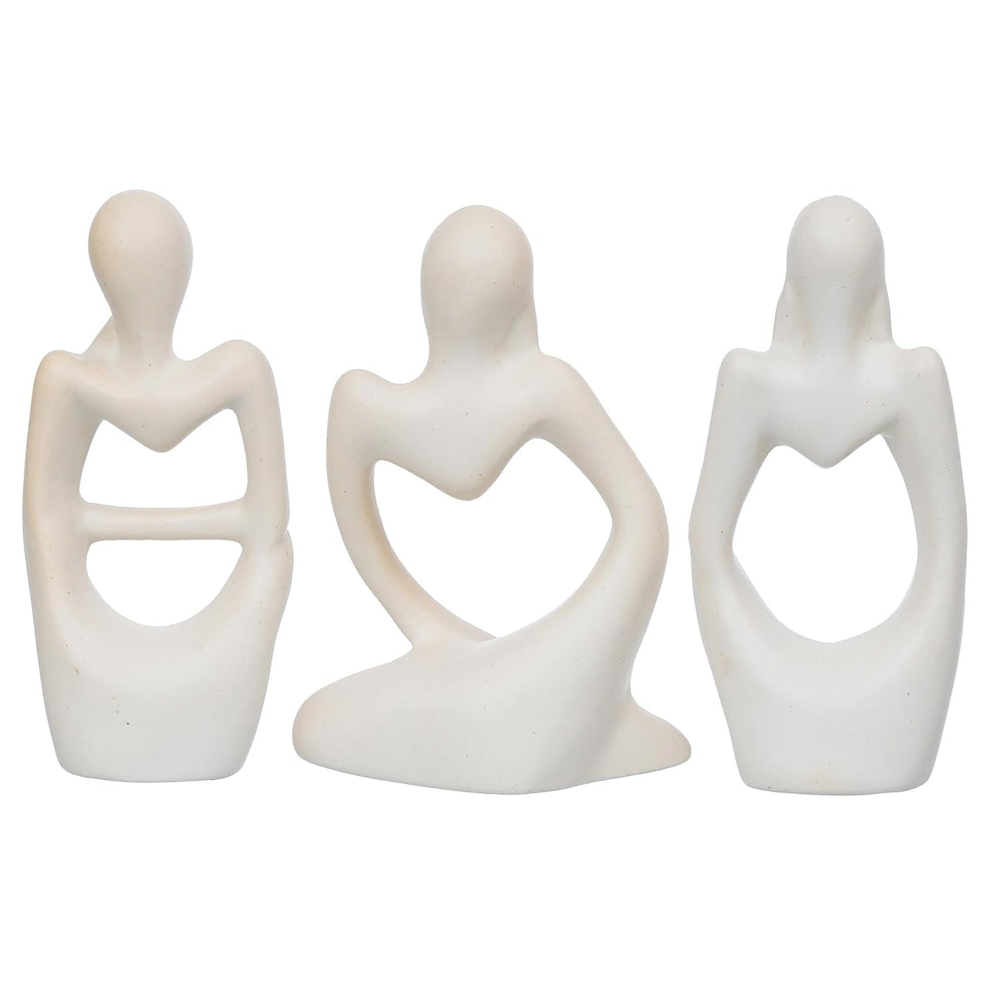 eCraftIndia Resin Decorative Thinking Human Figurines Statues Showpieces (Set of 3, White)| Home Decor Items for Living Room Bedroom Hall Office Desk Bookshelf Table| Home Decor Gifts for Birthday
