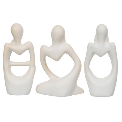 eCraftIndia Resin Decorative Thinking Human Figurines Statues Showpieces (Set of 3, White)| Home Decor Items for Living Room Bedroom Hall Office Desk Bookshelf Table| Home Decor Gifts for Birthday