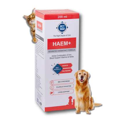 PET360 HAEM+ Advanced Haematinic Formula | Health Booster & Liver Tonic for Cats & Dogs | with Extracts of Papaya & Silymarine | Active Combination of Iron, Blood Support Vitamins & Herbs - 200 ml