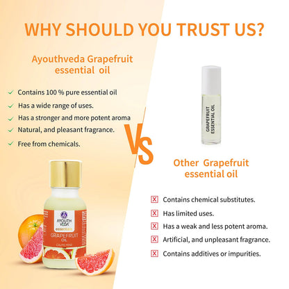 Ayouthveda Grapefruit essential oil | For Healthy Skin & Hair | Pure & Natural Aromatherapy oil 15ml