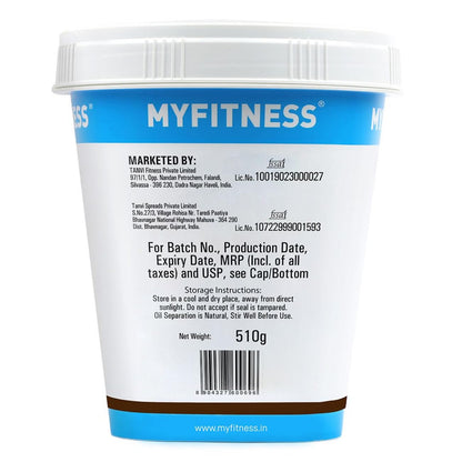 MYFITNESS Peanut Butter Chocolate Spread with Almond Crunch 510g | 25g Protein & 9g Fiber | Tasty & Healthy Nut Butter Spread for Breakfast | Cholesterol Free | Zero Trans Fat | Crunchy Peanut Butter