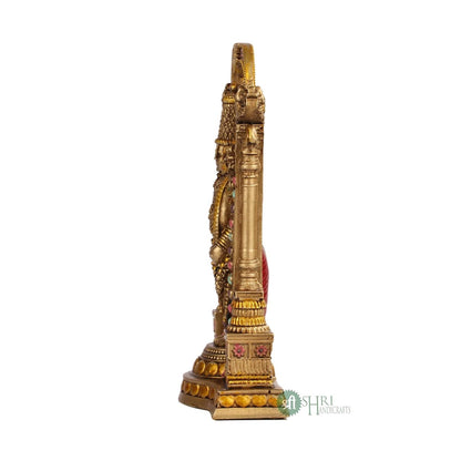 Tirupati Balaji Fine Metal Finish Idol Decorative Showpiece Handcrafted Tirupati Balaji Murti for Home Office and Gifting Purpose Sculpture, Golden, Pack of 1