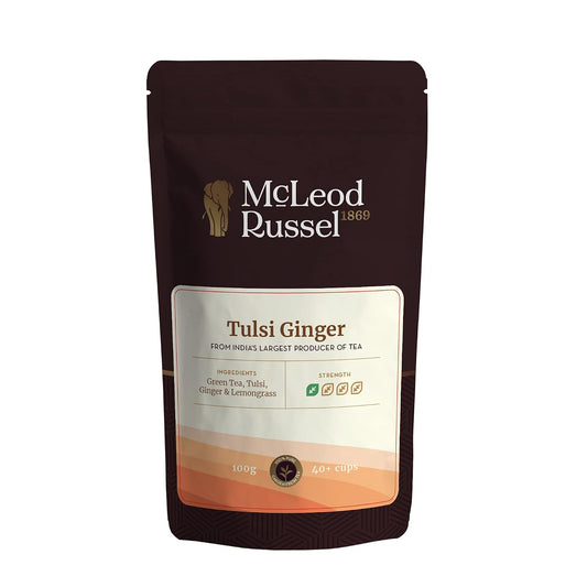 McLeod Russel 1869 - Tulsi Ginger | 100g | Long Leaf Green Tea | 100% Pure & Natural Tulsi & Ginger | Immunity-Booster | Ayurvedic | 40+ Cups