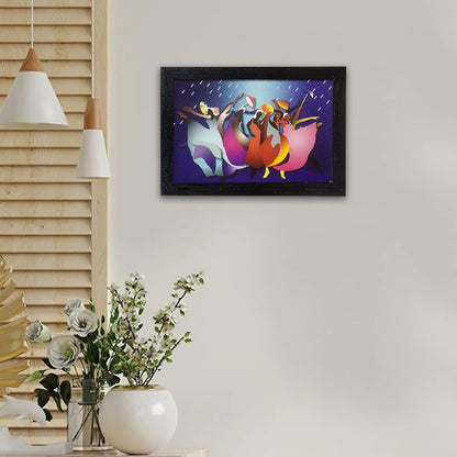Wooden framed Modern Art Rain Painting | Ready to Hang- (Wooden Frame, Multicolor, 14 inch x 10 inch)