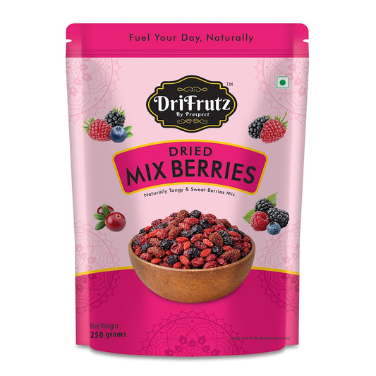 DRIFRUTZ Dried Mix Berries (250 g) | Black Blueberry and Cranberry Blend | Suitable for Snacking Cereals Baking Trail Mix and Meal Preparation | Ready to Use | Resealable Pack