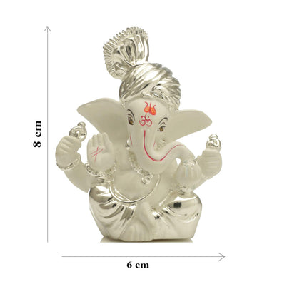 Ganesh Idol for Gift,Silver Plated Terracotta Ganesha Murti for Car Dashboard Ganesh Idol for Gift for Ganpati Festival, Home Decoration Items Diwali Gifts for Family and Friends