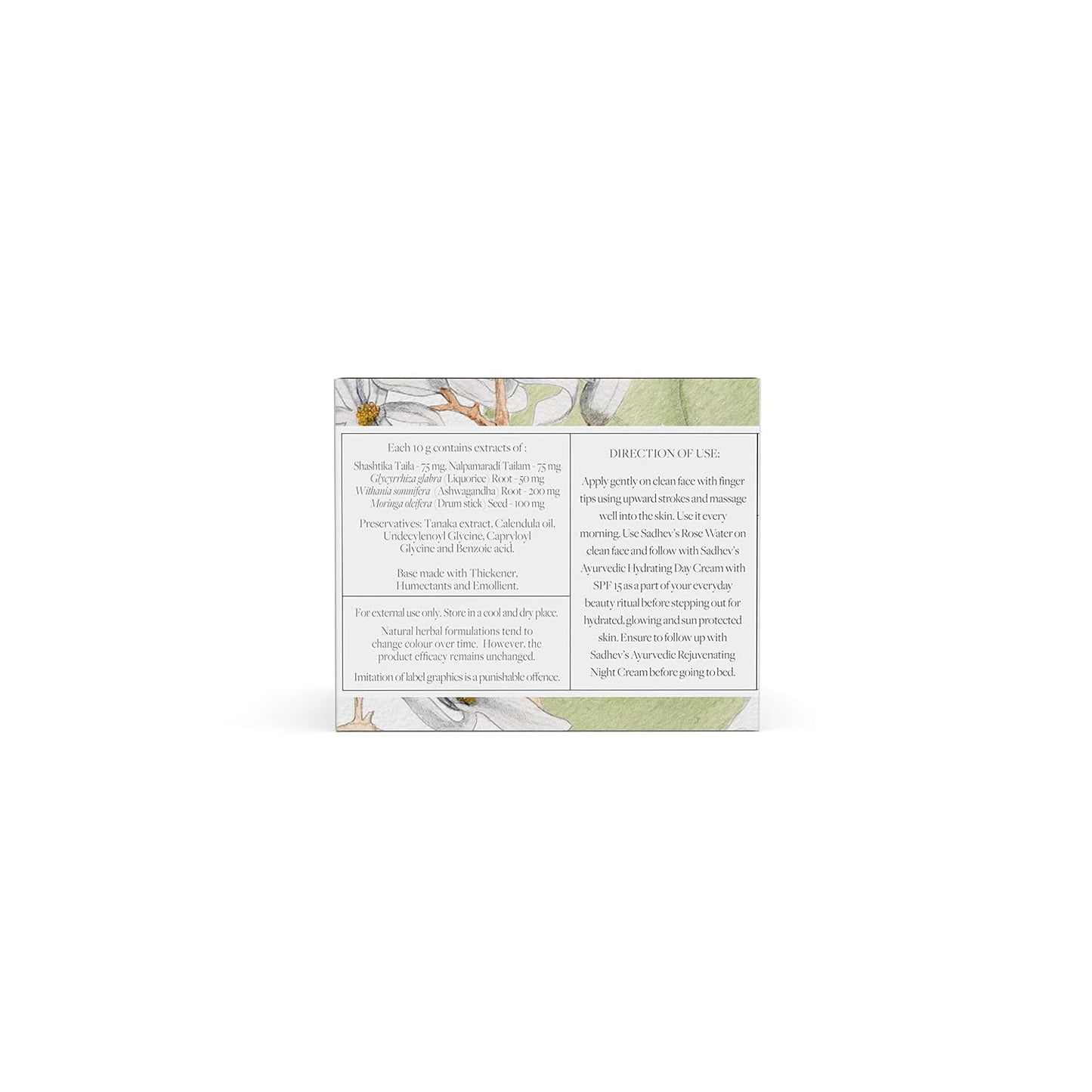 Sadhev Ayurvedic Hydrating Day Cream SPF 15 with Goodness of Tanaka, Ashwagandha & Moringa Seed Oil - 50gm (Pack of 1)_GWP