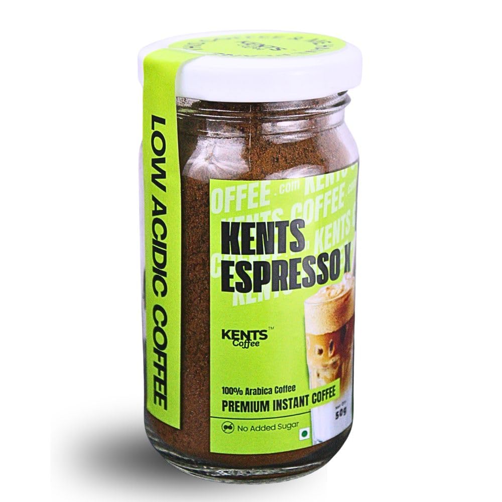 Espresso X Dark Roast Instant Coffee Glass Jar | LOW ACIDIC COFFEE | 100% Arabica Coffee | Pure Chikmagalur Powder | No Sugar, No Chicory | NON FLAVOURED | Make Café Style Hot or Cold Coffee, black Coffeee, Cappuccino, Latte at Home | Serves 35-40 Cups