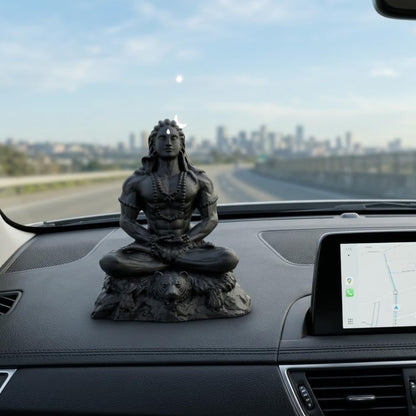 Shivji Idol for Car Dashboard, Home Temple & Office Desk | Compact Resin Mahadev Murti for Puja Room, Table Decor & Spiritual Gift | Small Lord Shiva Statue (Meditating Adiyogi)