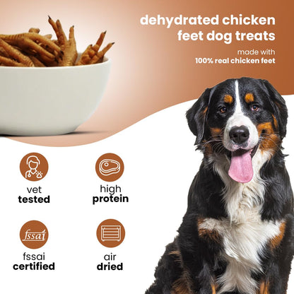 Nootie Happy Chews – Dehydrated Chicken Feet Dog Treats (80g) | Natural, Protein-Rich Chew for Joint & Dental Health