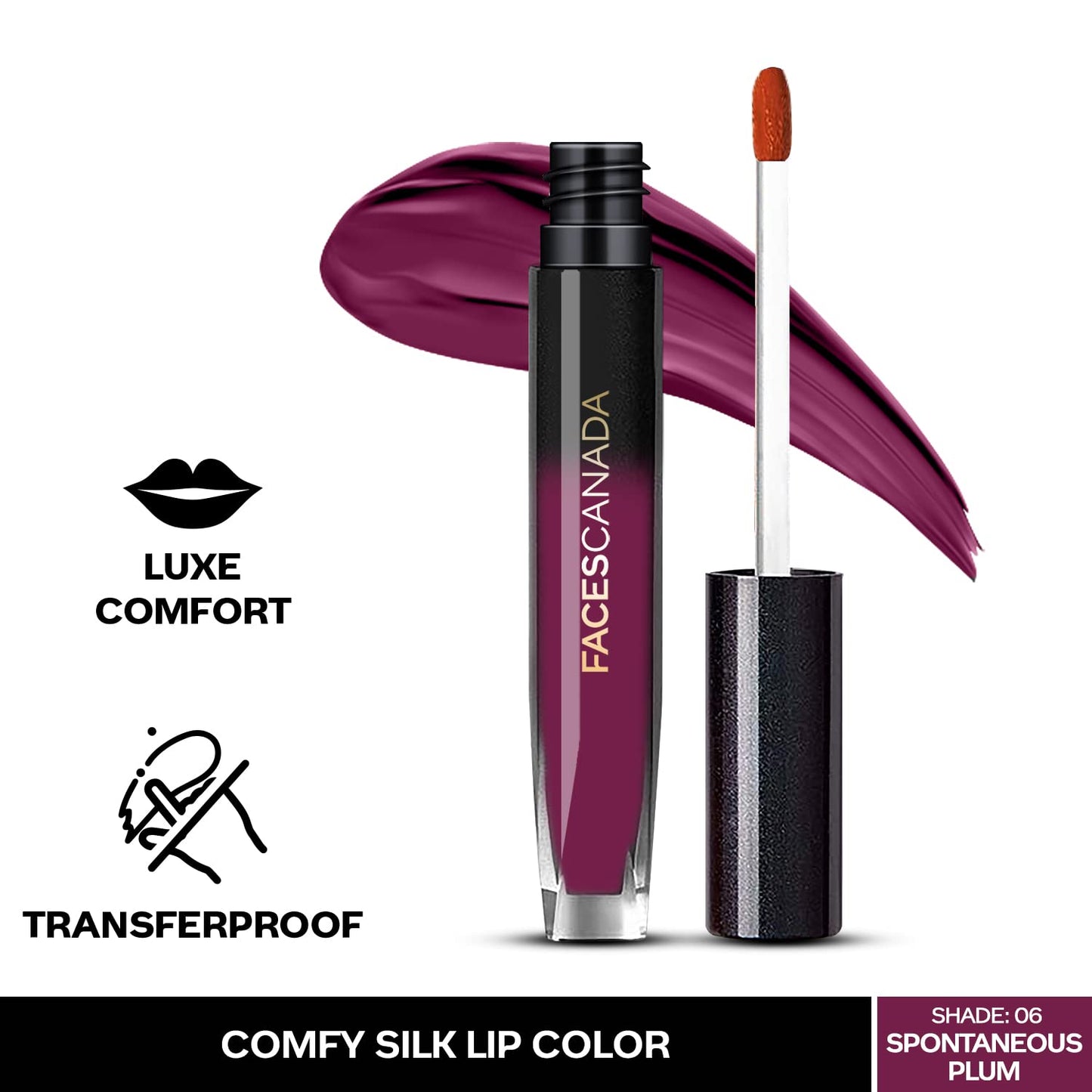 FACES CANADA Comfy Silk Liquid Lipstick - Elegant Maroon 08, 3ml | Satin Matte HD Finish | Luxe Comfort | Longlasting | No Dryness | Smooth Texture | Mulberry Oil & Shea Butter For Plump Hydrated Lips