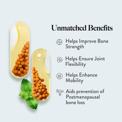 Wellbeing Nutrition Slow Bone Support Capsule for Men and Women | Bone and Joint Vitamin Supplements | Glucosamine, Chondroitin, MSM, Calcium | For joint mobility and bone strength (60 Capsules)