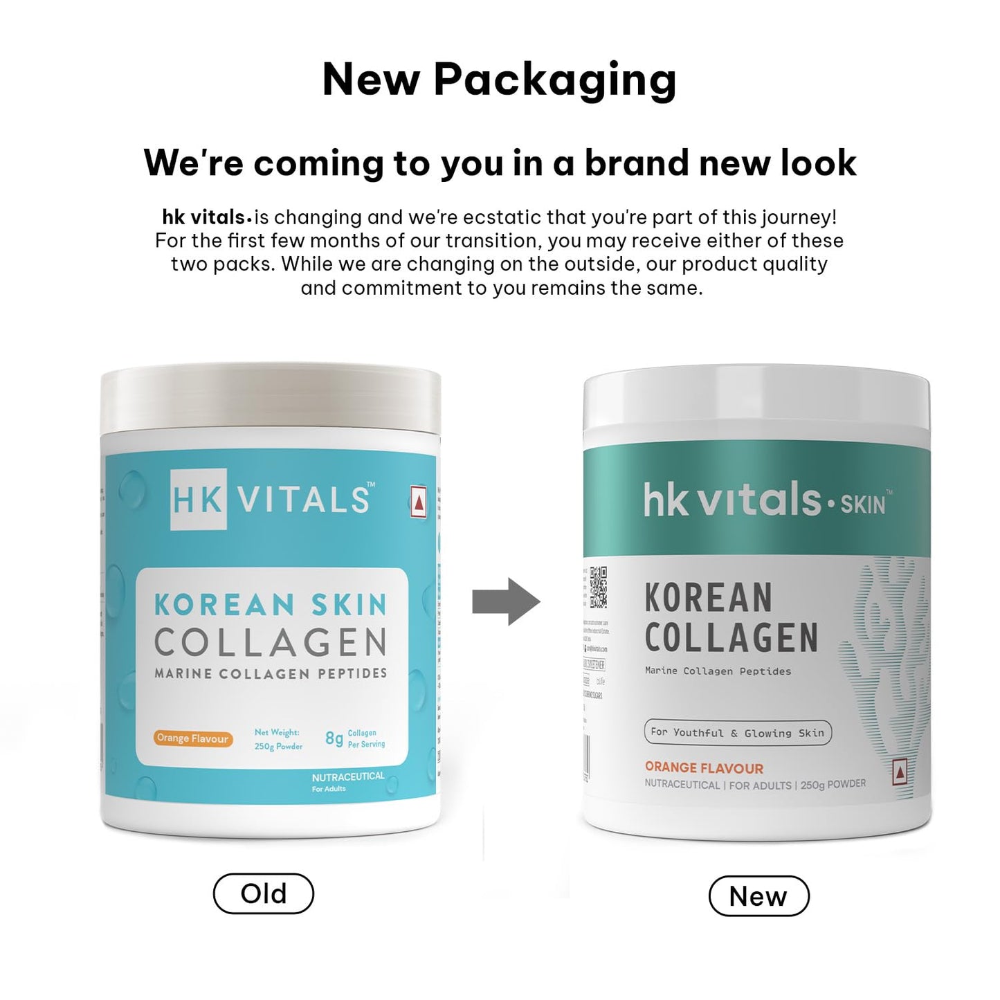 HealthKart hk vitals Korean Marine Collagen Supplement (Orange, 250g) | Supplement for Women & Men | Promotes Healthy Skin, Hair & Nails