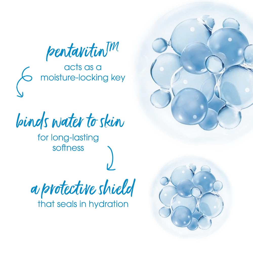 Advertisement for pentavitin with text about moisture-locking key, water binding to skin, and protective shield.