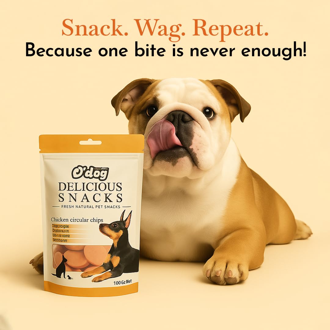 PETS EMPIRE O'Dog Chicken Circular Chips, Healthy Dog Treats, Chewy Dogs Bites for Training and Feeding, Made with Real Chicken, Non-Vegetarian Pup Snacks for Dogs, Puppies - 100g